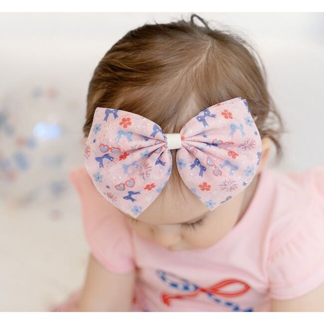 Red, White, & Cute Tulle Bow Baby Headband, Multi - Headbands - 3