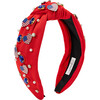 Patriotic Cutie Gemstone Women's Headband, Red - Headbands - 1 - thumbnail