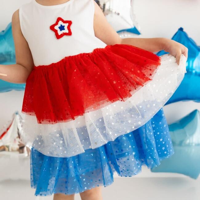 Patriotic Star Patch Tank Tutu Dress, Multi - Dresses - 3