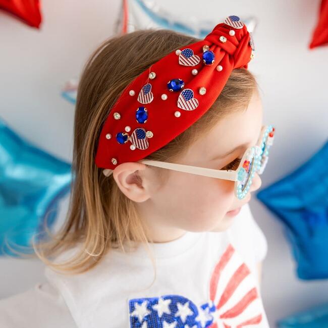 Patriotic Cutie Gemstone Headband, Red - Headbands - 3