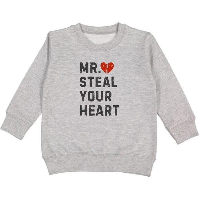 Mr. Steal Your Heart Valentine's Day Sweatshirt, Grey - Sweatshirts - 1