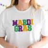 Mardi Gras Patch Adult Short Sleeve T-Shirt, White - T-Shirts - 4 - thumbnail