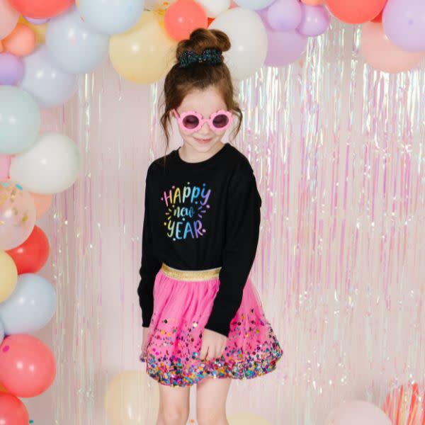 Happy New Year Confetti Sweatshirt, Black - Sweatshirts - 2