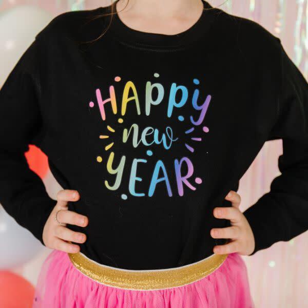 Happy New Year Confetti Sweatshirt, Black - Sweatshirts - 3