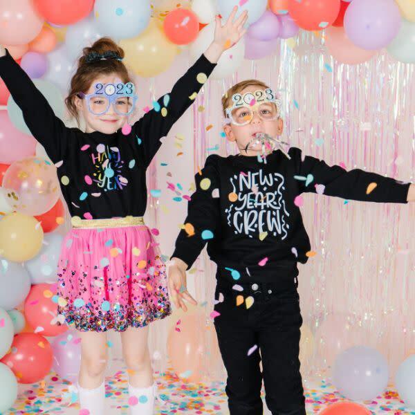 Happy New Year Confetti Sweatshirt, Black - Sweatshirts - 4