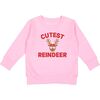 Cutest Reindeer Christmas Sweatshirt, Pink - Sweatshirts - 1 - thumbnail