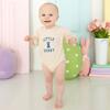 Little Bunny Steel Blue Easter Short Sleeve Romper, Natural - Rompers - 2 - thumbnail