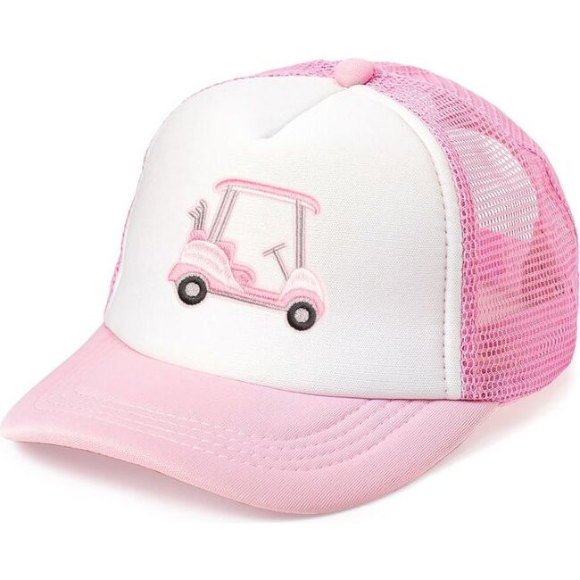 Golf Cart Patch Trucker Hat, Pink