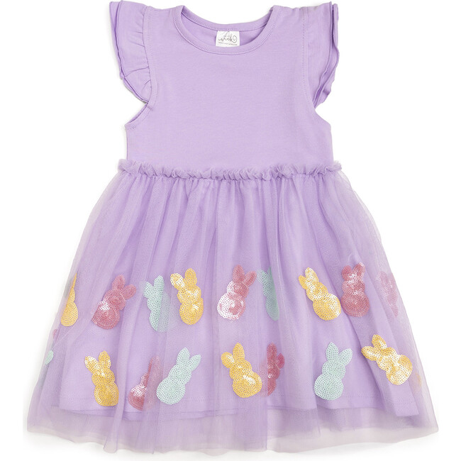 Easter Peeps Flutter Sleeve Tutu Dress, Lavender - Dresses - 1