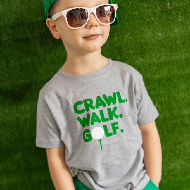 Crawl, Walk, Golf Short Sleeve T-Shirt, Grey - T-Shirts - 3