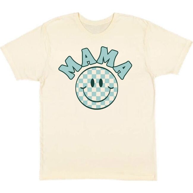 Mama Smiley Checker Adult Short Sleeve T-Shirt, Natural - T-Shirts - 1