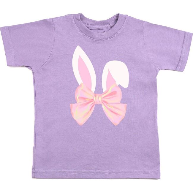 Bunny Bow Easter Short Sleeve T-Shirt, Lavender - T-Shirts - 1