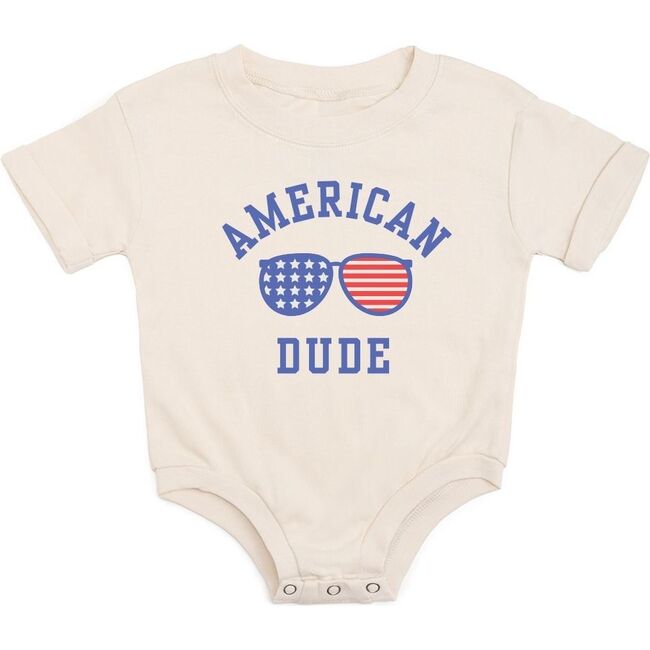 American Dude Short Sleeve Romper, Natural - Rompers - 1