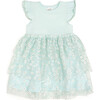 Aqua Ditsy Daisy Easter Tiered Short Sleeve Tutu Dress, Aqua - Dresses - 1 - thumbnail