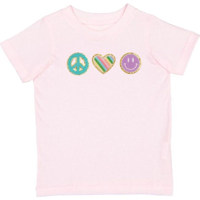 Peace, Love, Smile Patch Short Sleeve T-Shirt, Ballet - T-Shirts - 1