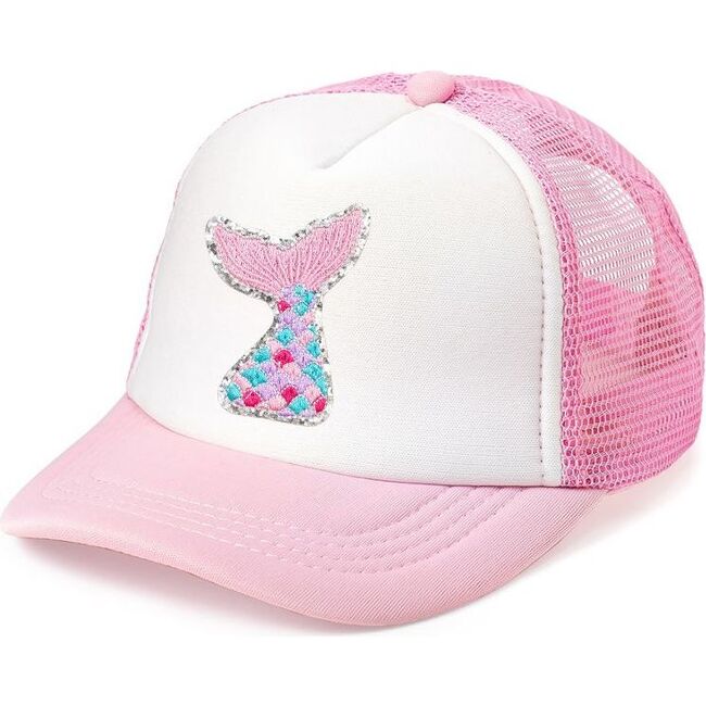 Mermaid Tail Patch Trucker Hat, Pink - Hats - 1