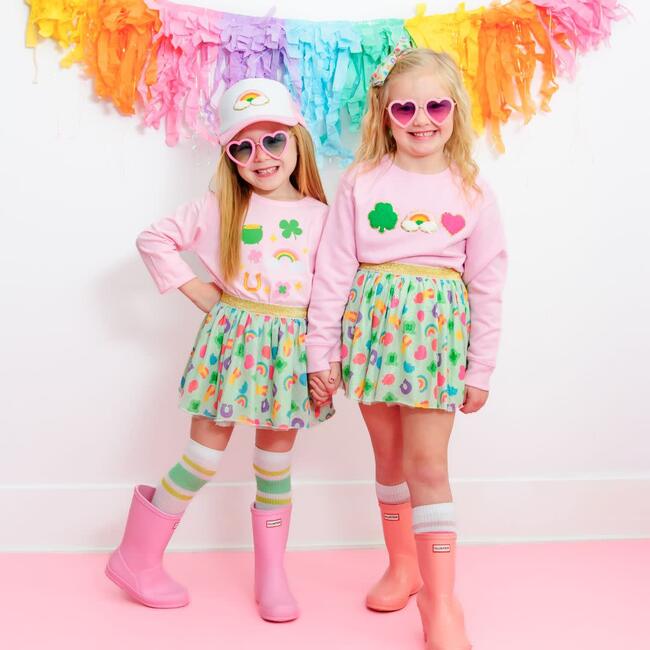 Lucky Treats Patch St. Patrick's Day Sweatshirt, Pink - Sweatshirts - 2