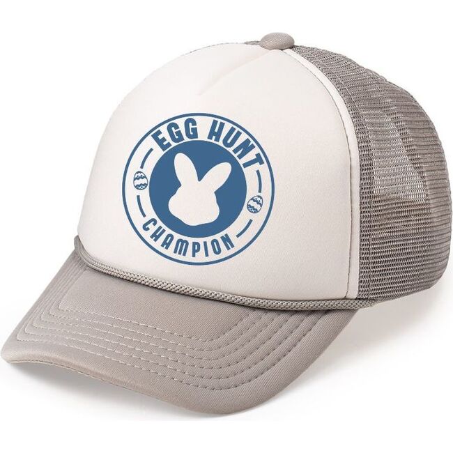Egg Hunt Champion Easter Trucker Hat, Grey - Hats - 1