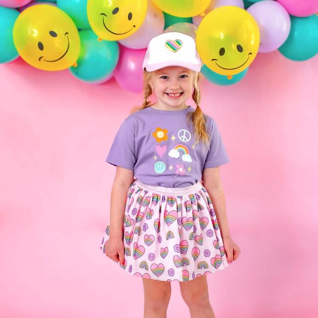 Happy Doodle Short Sleeve T-Shirt, Lavender - T-Shirts - 3