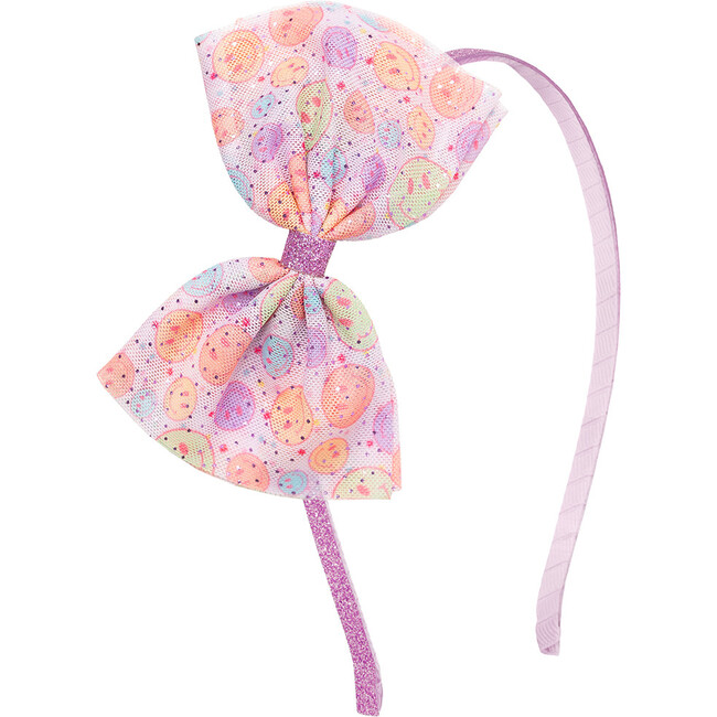 Smiley Face Tulle Bow Headband, Multi