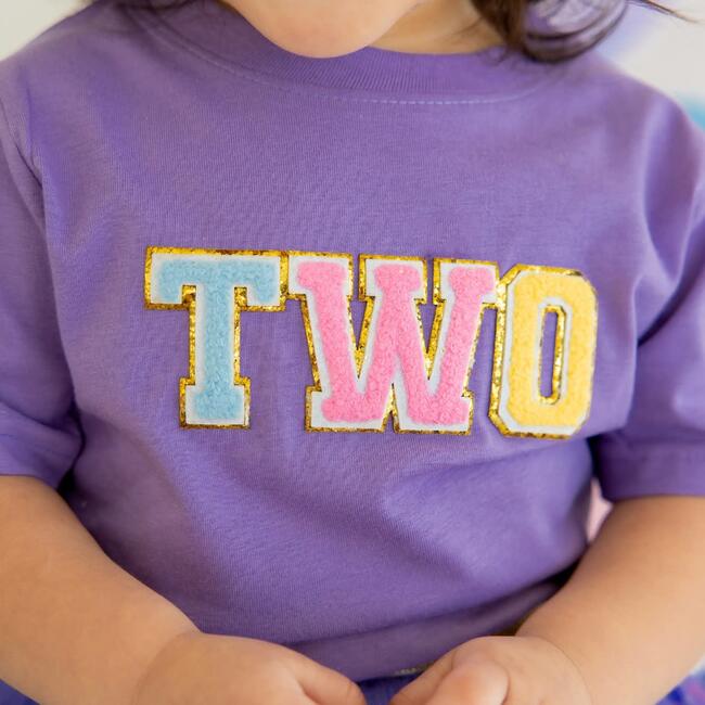 Second Birthday Patch Short Sleeve T-Shirt, Lavender - T-Shirts - 2