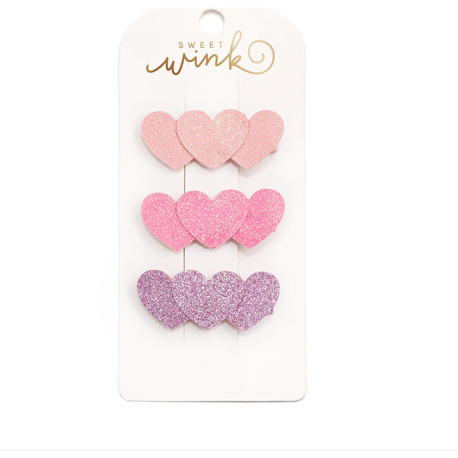 Triple Heart Clip Set, Multicolors - Hair Accessories - 1