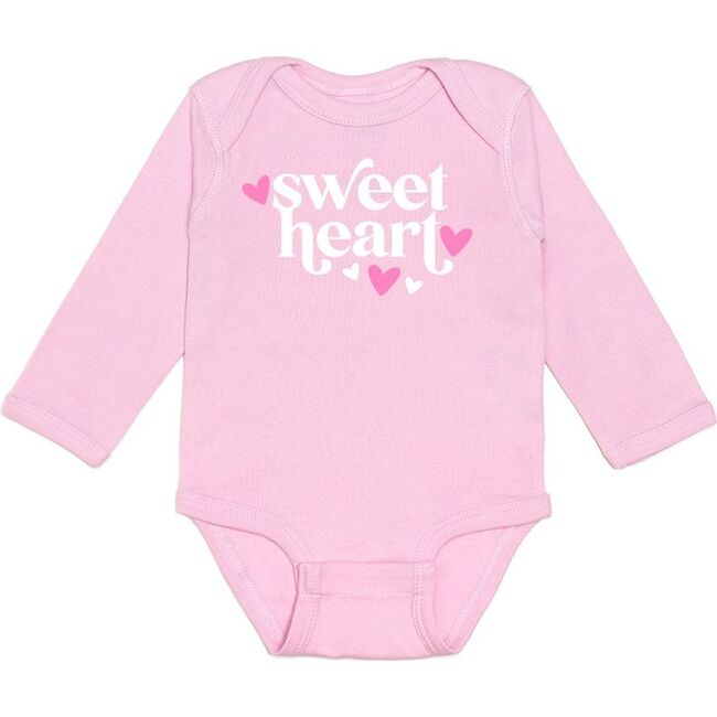 Sweetheart Long Sleeve Bodysuit, Pink