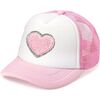 Heart Patch Hat, Pink And White - Hats - 1 - thumbnail