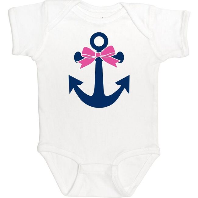 Anchor Short Sleeve Bodysuit, White - Onesies - 1