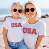 USA Red Patch Adult Short Sleeve T-Shirt, White - Shirts - 2