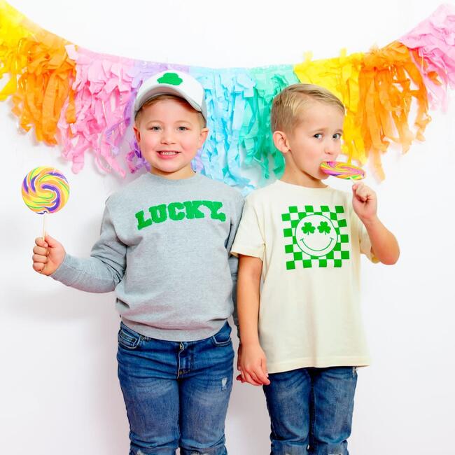 Lucky Boy Patch St. Patrick's Day Sweatshirt, Grey - Sweatshirts - 2