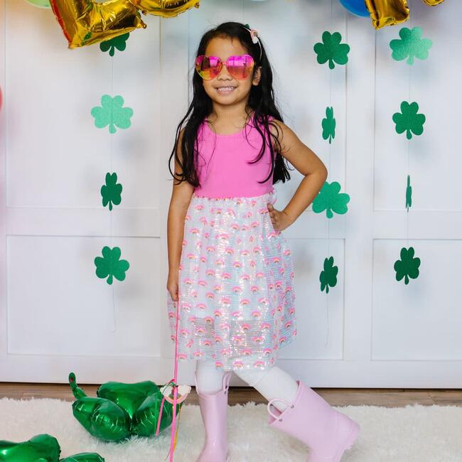 Rainbow Sequin Dress, Pink - Dresses - 2