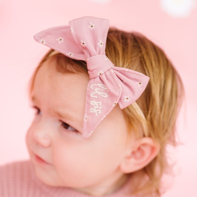 Lil Sis Bow Baby Headband, Mauve - Headbands - 3