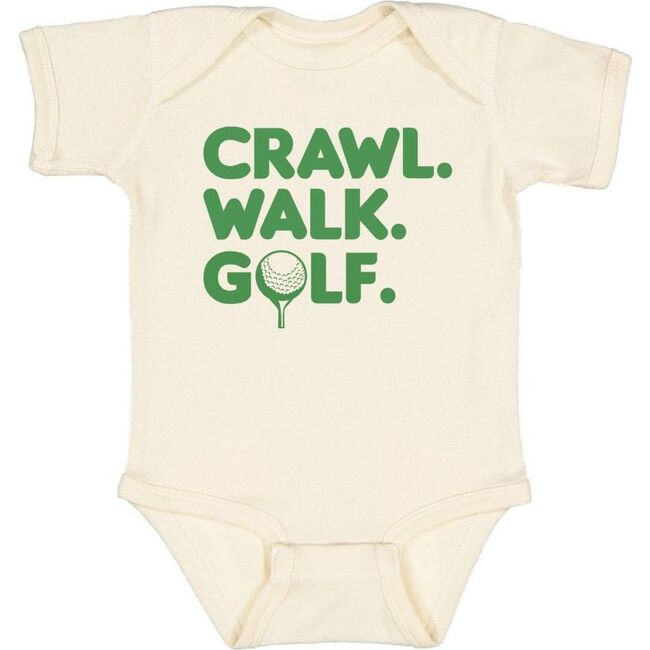 Crawl, Walk, Golf Short Sleeve Bodysuit, Natural - Onesies - 1