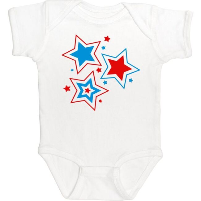 Patriotic Star Short Sleeve Bodysuit, White