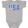 USA Flag Short Sleeve Bodysuit, Grey - Onesies - 1 - thumbnail
