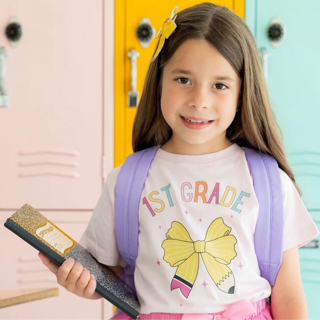 First Grade Pencil Bow Short Sleeve T-Shirt, Ballet - T-Shirts - 3