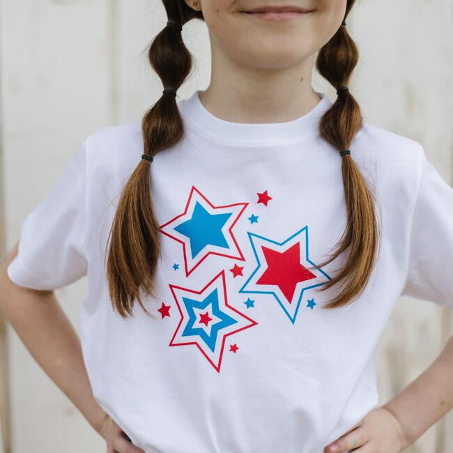 Patriotic Star Short Sleeve T-Shirt, White - Shirts - 2