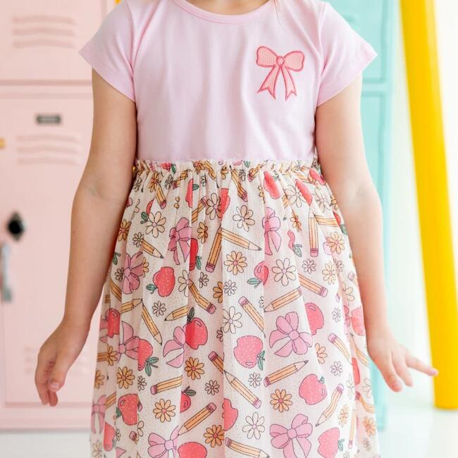 Back To School Cutie Patch Short Sleeve Tutu Dress, Multi - Dresses - 3