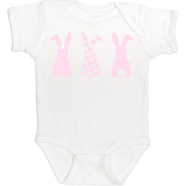 Gingham Bunny S/S Bodysuit, White