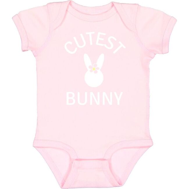 Cutest Bunny S/S Bodysuit, Ballet Pink - Onesies - 1