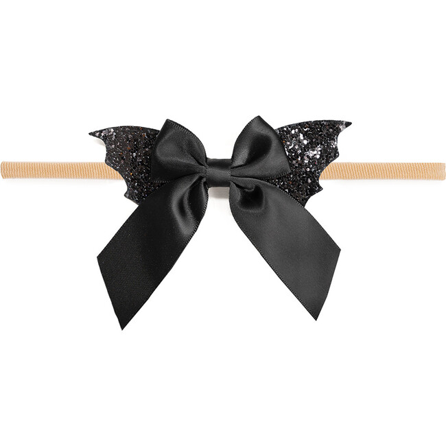 Glitter Bat Halloween Coquette Bow Baby Headband, Black