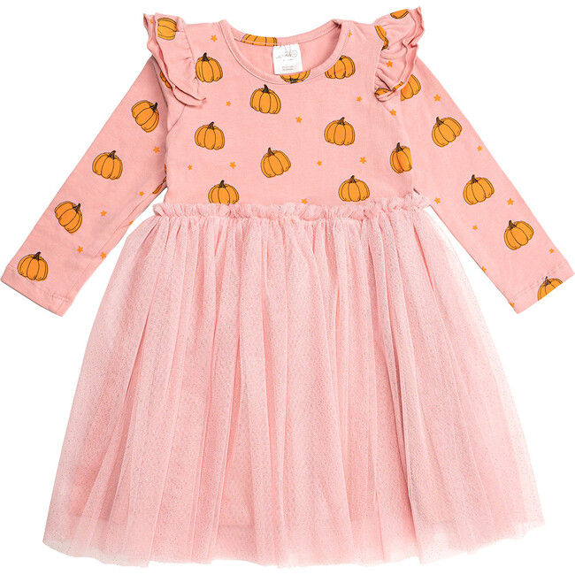 Pumpkin Blush Long Sleeve Tutu Dress, Blush - Dresses - 1