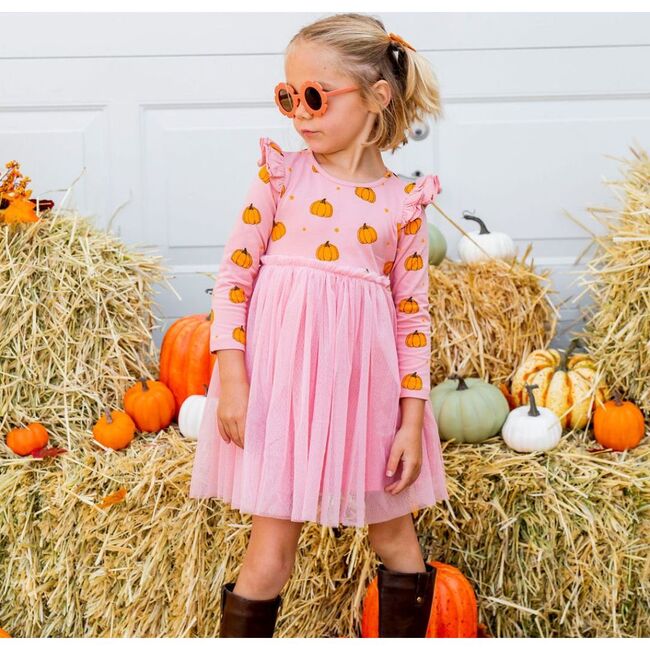 Pumpkin Blush Long Sleeve Tutu Dress, Blush - Dresses - 2