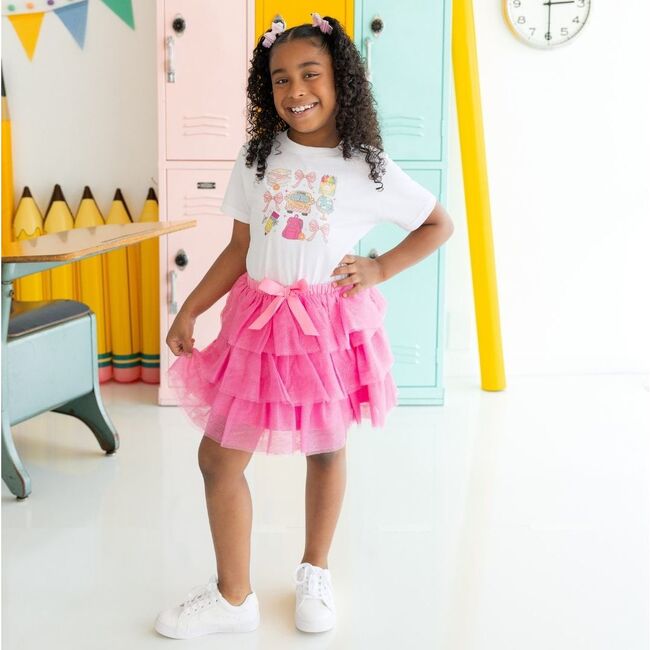 Coquette School Doodle Short Sleeve T-Shirt, White