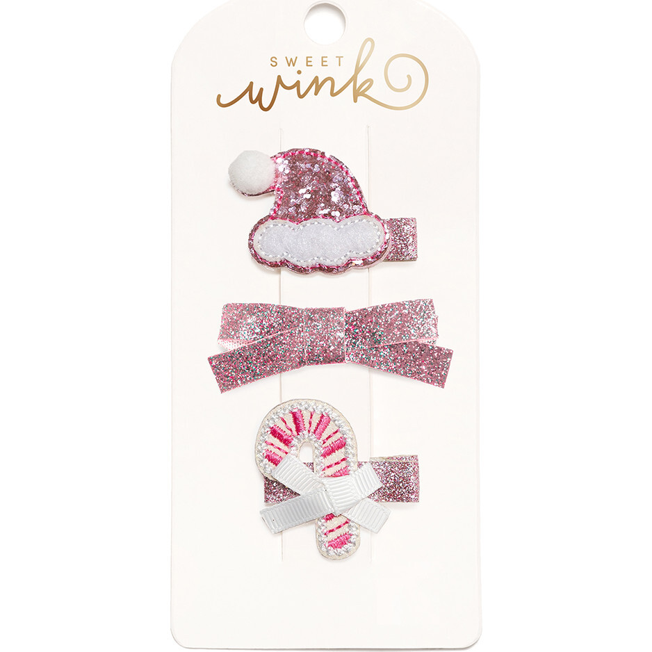 Pink Christmas Clip Set, Multi - Hair Accessories - 1