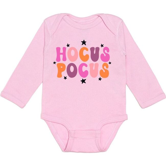 Hocus Pocus Halloween Long Sleeve Bodysuit, Pink - Onesies - 1