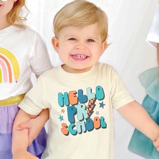 Hello Preschool Short Sleeve T-Shirt, Natural - T-Shirts - 4