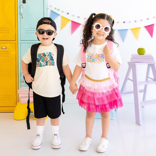 Hello Kindergarten Short Sleeve T-Shirt, Natural - T-Shirts - 4