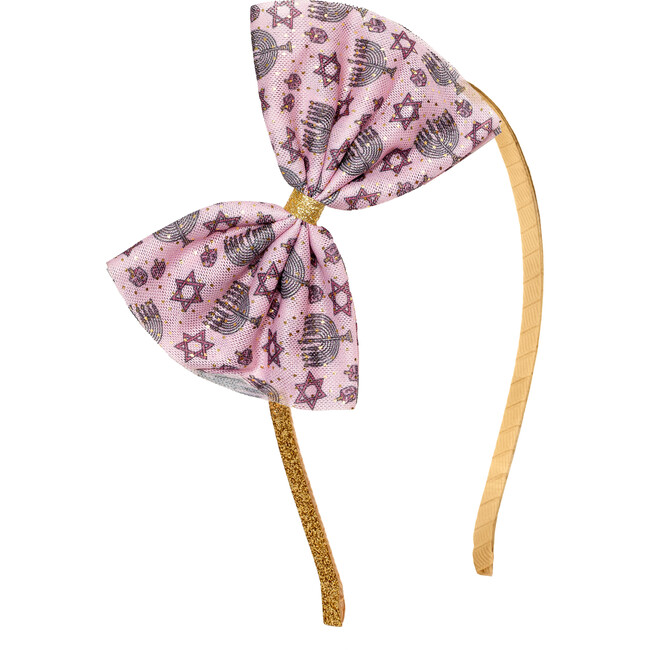 Hanukkah Tulle Bow Headband, Pink - Hair Accessories - 1